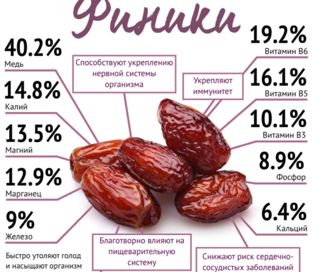 Финики – калорийность, польза и вред для организма